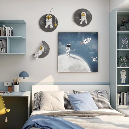 Astronaut Wanddeko Set: Weltraum Skulptur für Jungenzimmer, Weltraum Kinderzimmer... - Bild 3 von 7