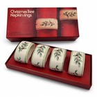 Vtg New in Box Spode Christmas Porcelain Napkin Rings Set of 4 Holly & Berries