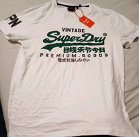 Superdry T-Shirt Mens Short Sleeve Crew Neck VL Tee T Shirt Midnight White