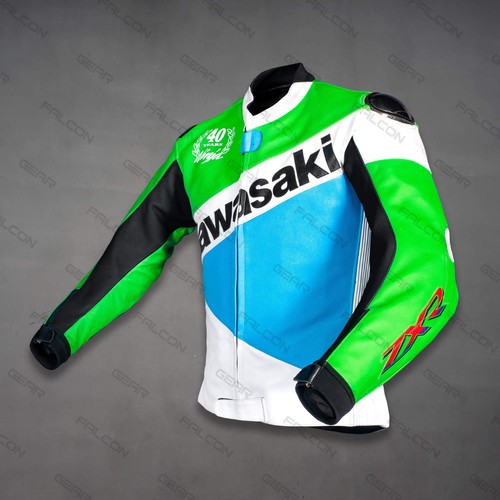 Kawasaki Ninja ZX-750R 40th Anniversary Leather Motorcycle Racing Jacket CE Prot - Picture 5 of 8