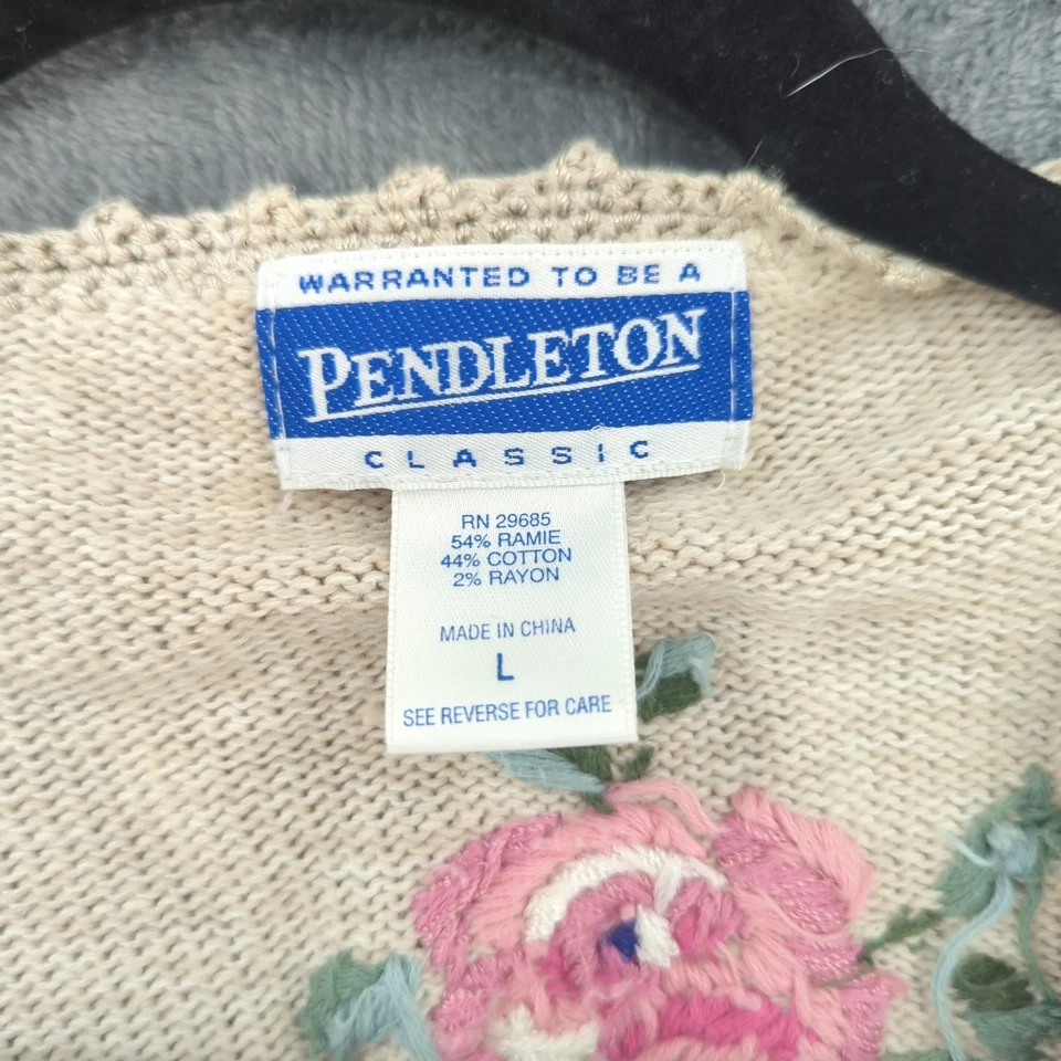 De Colección Pendleton Suéter Mujer Cárdigan Grande Floral Bordado Cottagecore Años 90 Foto 4 de 4