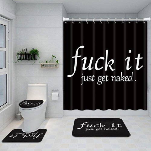 4PC Funny Get Naked Shower Curtain Sets Bathroom Decor with Rugs, Non-Slip Ru... - Bild 7 von 7