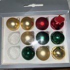 10 Large 3 In  Glass Christmas Ornaments Red Green Gold VITBIS POLAND Round Ball