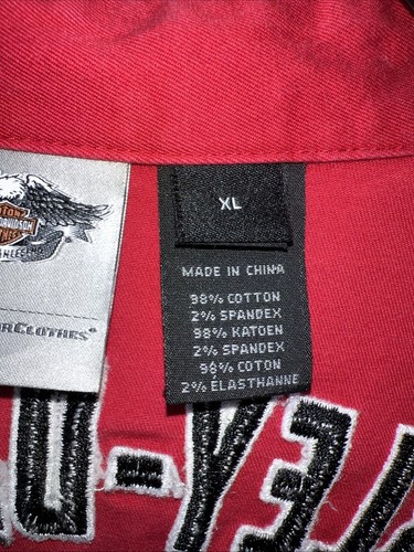 VTG Harley Davidson Shirt WomenS XL Short Sleeves Full Zip Embroidered Red - Picture 5 of 12