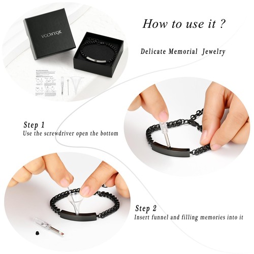 Pulsera de urna para cenizas para mujeres hombres brazaletes de urna de acero inoxidable para cenizas memoria - Imagen 4 de 7