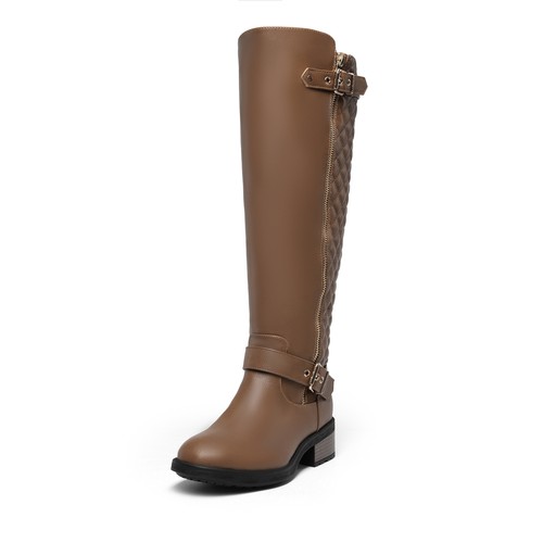 Women's Ladies Wide Calf Knee High Boots 1.25" Heel Riding Boots Winter Boots - Picture 3 of 35