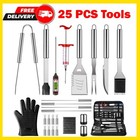 25PCS BBQ Grill Tool Set With Case Stainless BBQ Grill Accessories Kit