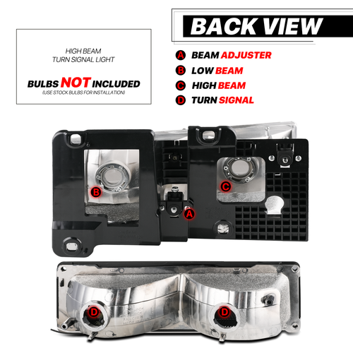Black Clear Headlight+Bumper+6500K LED Bulb w/Fan for 94-00 Chevy&GMC C/K Pickup - Foto 4 di 16