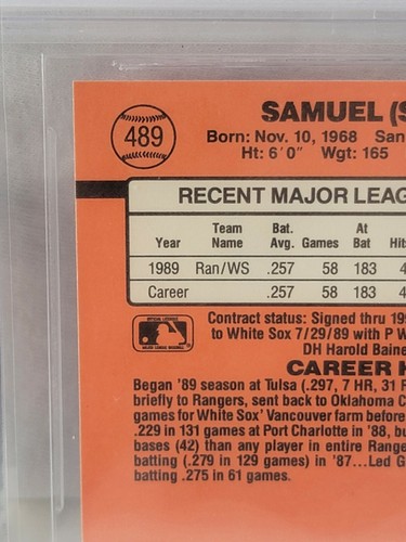 SAMMY SOSA 1990 Donruss Rookie White Sox Cubs #489 Beckett - Picture 8 of 12