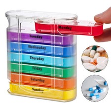 Weekly Pill Box 7 Day 28 Compartment Tablet Organiser Medicine Storage Dispenser
