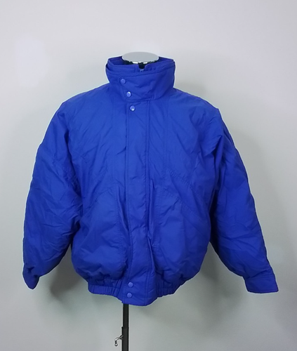 Vintage 1990's Raven Down Jacket Men's L Blue Full Zip Hoodless #J2996 - Picture 2 of 15