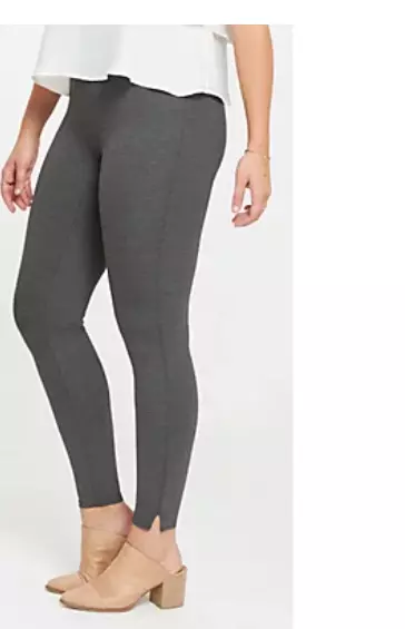 Spanx - Ankle Length Ponte Hem Slit Leggings - Heather Charcoal