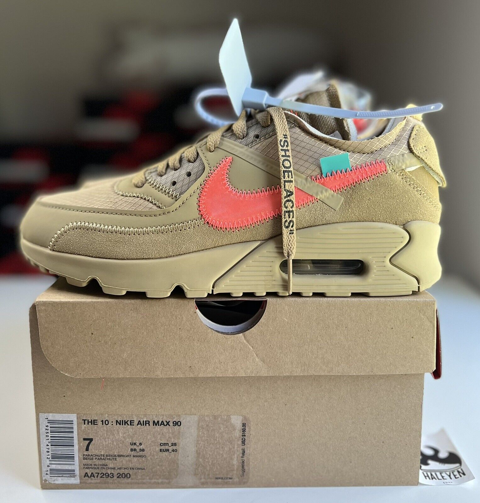 NEW Nike Air Max 90 OFF-WHITE Desert Ore Virgil | Men's Size 7 | AA7293-200