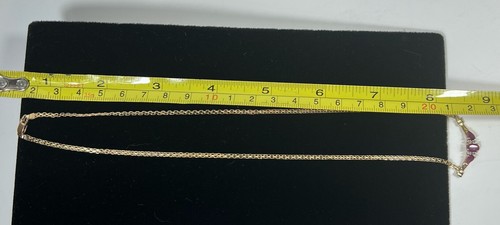 14k Yellow Gold Natural Ruby And Diamond Necklace 16 Inches Vintage - Picture 20 of 23