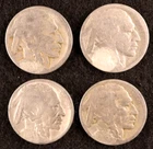 Lot of 4-1913-D Type 2 Buffalo Nickels - Key Date in the Series - Restored Dates