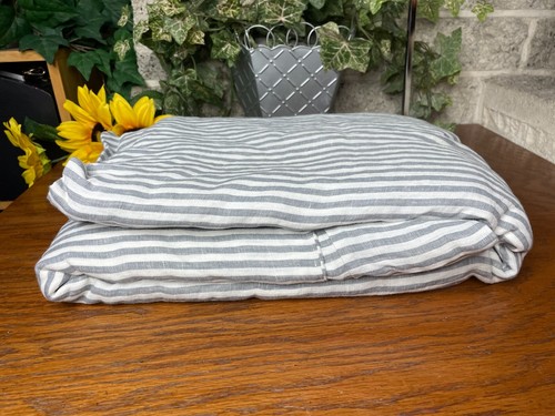 NWOT QUINCE EUROPEAN LINEN FULL / QUEEN DUVET COVER SET STRIPE GREY 100% FLAX - Picture 12 of 17
