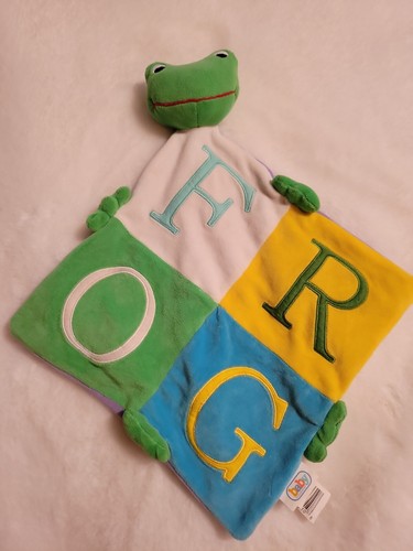 Baby Connection Frog Baby Security Blanket 10" Sq, Double Fleece Stitched Letter - Picture 7 of 10