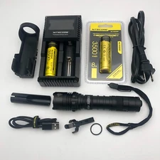 NITECORE P22R TACTICAL FLASHLIGHT 1800 LUMENS With 2 @ Batteries & Charger Combo