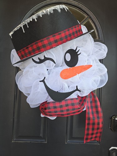 Snowman Decor Outdoor & Indoor Christmas Wreath Holiday Door Decor Ainter Wreath - Picture 7 of 8