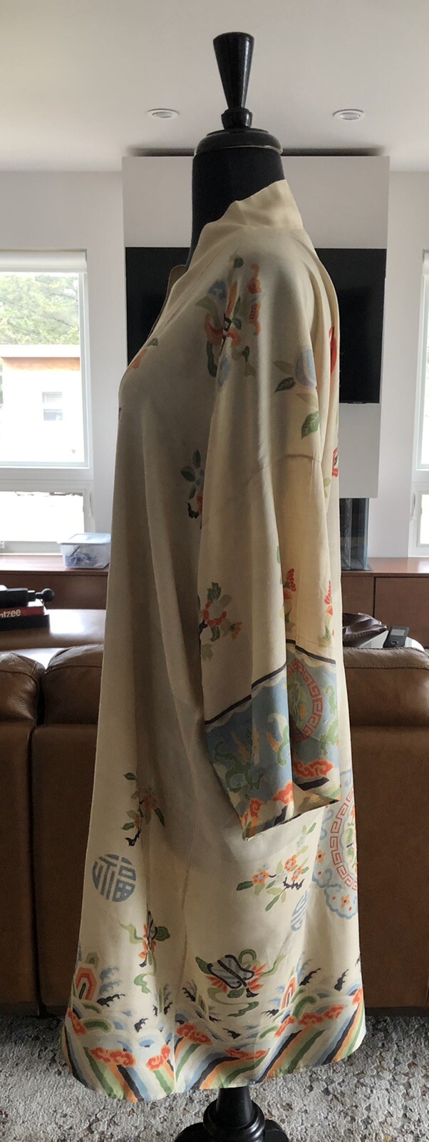 Pope Japan Robe Antique 1920's Japanese Tissue Silk Pongee Robe BEAUT… - Gem