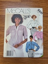 Vtg 1980s McCall's 2331 The Gap Women's Button Up Shirt Pleated Yoke Uncut FF