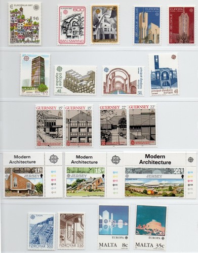 1989 - Europa CEPT - Architettura moderna, anno completo 35 paesi, 78 val. MNH** - Picture 3 of 4