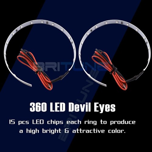 Car Motorcycle Headlight Honeycomb HID Bi-xenon Projectors Lens LED Devil Eyes - Bild 4 von 20