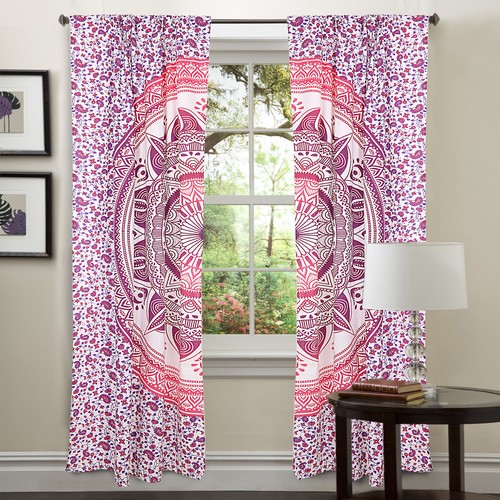New Indian Mandala 100% Cotton Door Curtain Throw Home Decor Widow Valance Drape - Picture 2 of 4