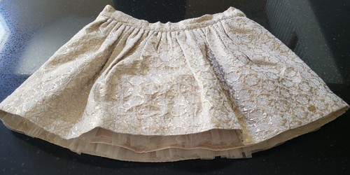**JUICY COUTURE** Metallic GOLD Brocade Girls Mini Skirt w/ Heart Logo Tag 8 10  - Picture 9 of 9