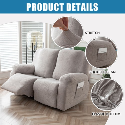Recliner Loveseat Cover Stretch Couch Covers Sofa slipcover for 2 Seat Reclining - Picture 4 of 60