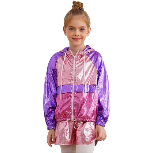 Kids Girls Sweatsuit Zipper Tracksuit Workout Jacket With Bottoms Long Sleeve - Picture 9 of 37