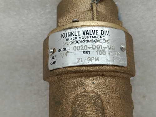 Kunkle Valve Div 0020-D01-MG Safety Relief Valve Bronze 3/4" 100 psig 21 gpm - Picture 2 of 7