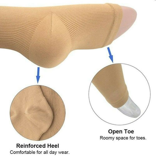 Zip-Up Copper Compression Socks 20-30 mmHg Knee-High Graduated Stockings Unisex - Picture 6 of 14