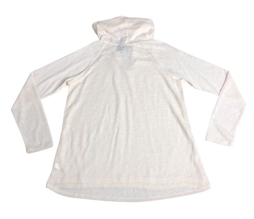 New Direction Weekend Top Women L Cream Lace Overlay Hood Sheer Long Sleeve Boho - Picture 5 of 15