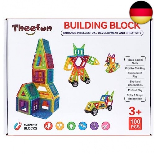Theefun Magnetische Bausteine 100 Teile, Magnetbausteine Magnetspielzeug Magnet - Bild 8 von 13