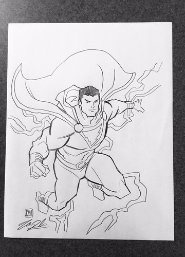 DC Captain Marvel Shazam ORIGINAL BLEISTIFTSKIZZE von Tim Shinn