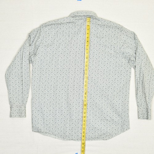 Austin Reed Men Long Sleeve Floral 100% Cotton Blue Size XL Pearl Snap Shirt - Picture 5 of 8