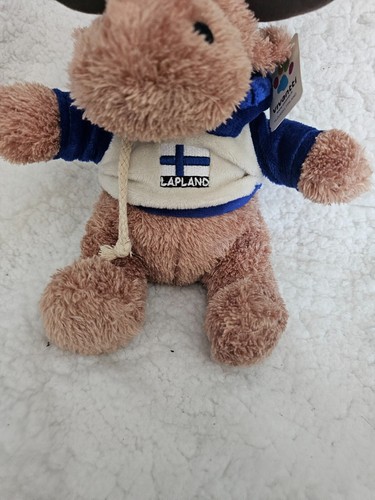 Brandneu mit Etikett neu Vivantti brauner Elch Plüsch Hoodie Pullover Lappland Finnland Sitzsack 9 Zoll - Bild 2 von 8