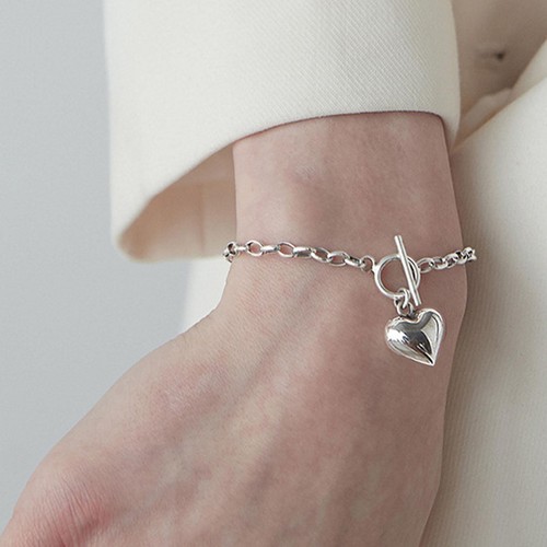 Beautiful Heart Charm Bracelet 925 Silver Women Girls P1C8 ьз Jewelry-Gift B0R7 - Picture 9 of 13