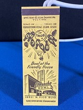 El Rancho Bowl Bowling Alley Los Angeles CA VTG Matchbook Cover L#2