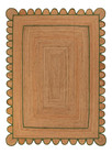 Scalloped Jute Rug 100% Natural Braided Style Carpet Modern Rustic Look Area Rug