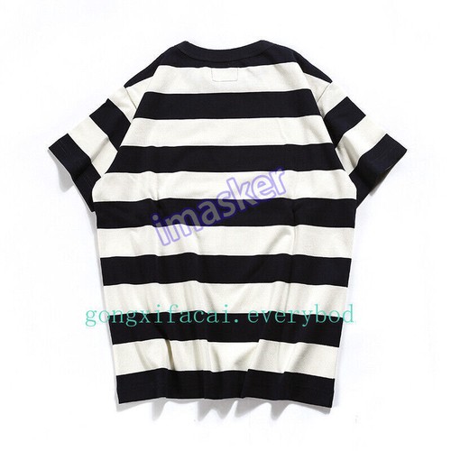 OKONKWO Heavy Mens Horizontal Stripe T-Shirt Retro Prison Tee Short-sleeve Top - Picture 18 of 32