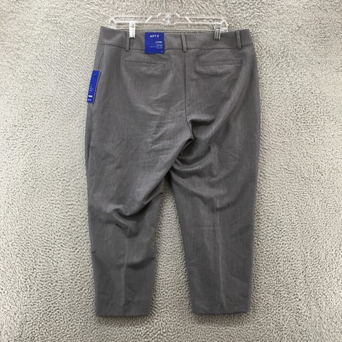 APT 9 Torie Capri Mid Rise Pants Womens 14 (36x23) Grey Slash Pockets Zip NEW - Picture 10 of 16
