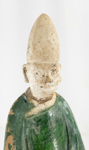 Antique Chinese Tang or Ming Sancai Pottery Green Straw Glazed Priest Tomb Figur - Picture 6 of 10