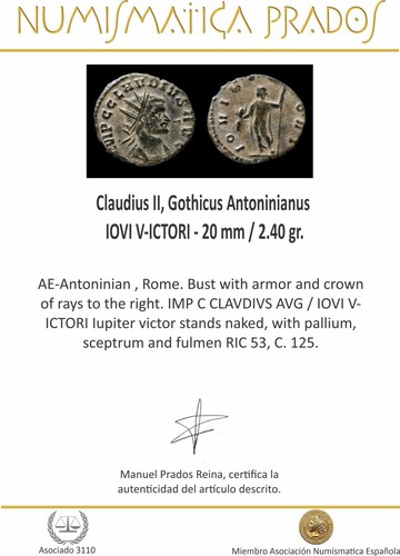 Claudius II, Gothicus Antoninianus - IOVI V-ICTORI - 20 mm / 2.40 gr. - Picture 3 of 3