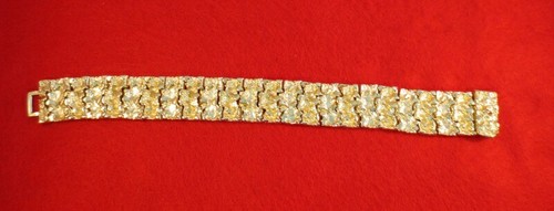 14 KT GOLD PLATED 8" NUGGET BRACELET 3/4" WIDE OVER 65 GRAMS OF BLING FNB120 - Picture 2 of 2