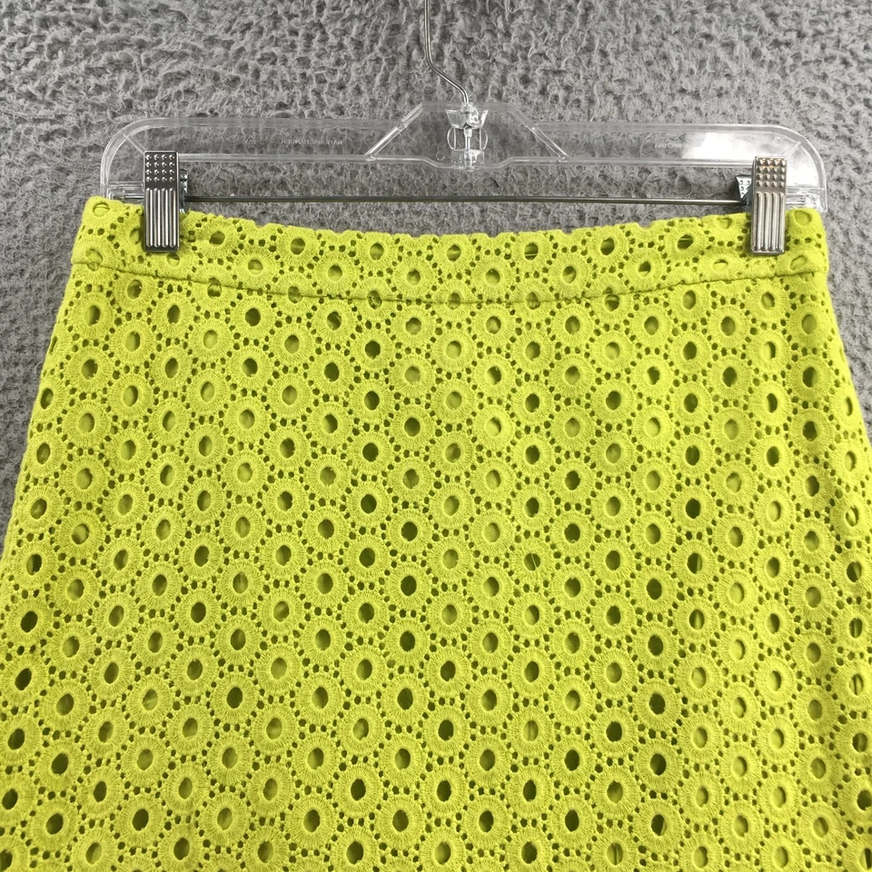 Falda Lápiz J Crew Ojales Nº 2 Para Mujer 2 Neón Kiwi Verde Crochet Cremallera Espalda Informal Foto 2 de 4