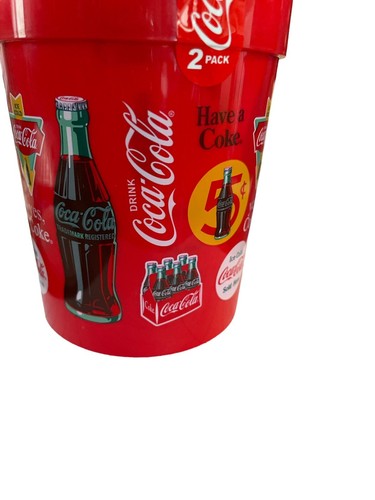 Coca Cola Red Graphic Plastic Tumbler Cup 2pc - Bild 2 von 2