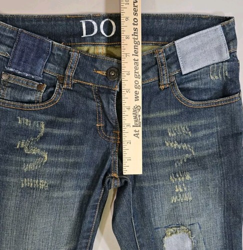 Do Denim Bootcut Flare Jeans Blue Distressed Patched Womens Sz. 26 (30x31) LD005 - Picture 9 of 10
