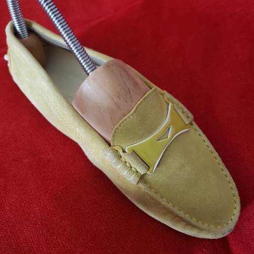 Tod's Suede Moccasin Driver Yellow Women Leather Shoes Size 37 - Picture 3 of 13